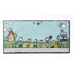 Personalisiertes Haustürschild aus Schiefer – Handgemachtes Familienschild mit Name & Figuren, wetterfest, einzigartig
