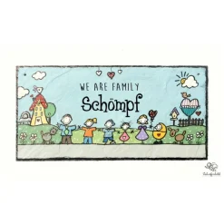 Personalisiertes Haustürschild aus Schiefer – Handgemachtes Familienschild mit Name & Figuren, wetterfest, einzigartig