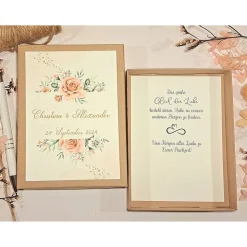 Personalisiertes Hochzeitsgeschenk – Geldgeschenkbox mit Namen & Datum | Hochzeitsschachtel inkl. Karte & Leinensäckchen