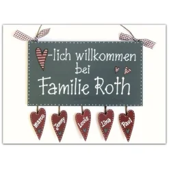personalisiertes Hochzeitsgeschenk Türschild Familie mit Name, exklusives Geschenk für das Brautpaar zur Hochzeit, außergewöhnliches Willkommensschild