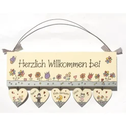 Personalisiertes Hochzeitsgeschenk Türschild aus Holz – Individuelles Willkommensschild mit Herzanhänger
