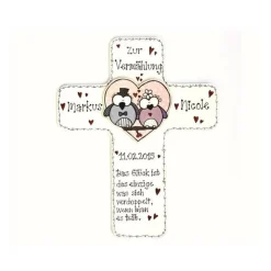 Personalisiertes Hochzeitsgeschenk – Handbemaltes Hochzeitskreuz individuell für das Brautpaar