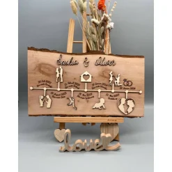 Personalisiertes Hochzeitsgeschenk aus Holz – Einzigartige Wanddeko mit Liebesgeschichte