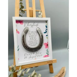Personalisiertes Hochzeitsgeschenk mit echtem Hufeisen – Einzigartiges Wandbild zur Hochzeit
