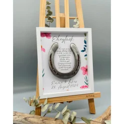Personalisiertes Hochzeitsgeschenk mit echtem Hufeisen – Einzigartiges Wandbild zur Hochzeit
