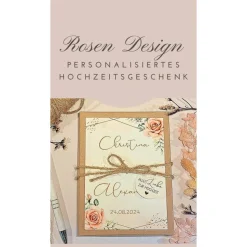 Personalisiertes Hochzeitsgeschenk – Romantische Geldgeschenkbox mit Rosenmotiv & Wunschtext