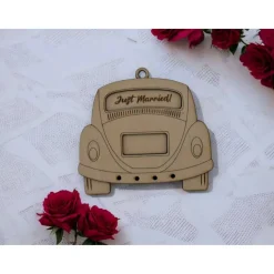 Personalisiertes Hochzeitsauto aus Holz – Geldgeschenk mit Namen & Datum | Kreatives Hochzeitsgeschenk Mr & Mrs.