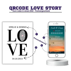 Personalisiertes Hochzeitsgeschenk | Pärchen Love Story | QrCode Geschenkkarte