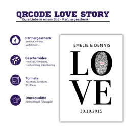 Personalisiertes Hochzeitsgeschenk | Pärchen Love Story | QrCode Geschenkkarte