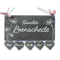 Personalisiertes Hochzeitsgeschenk: Handgemachtes Schiefer-Türschild Familie – Einzigartiges, hochwertiges Namensschild