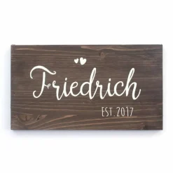 Personalisiertes Hochzeitsgeschenk – Türschild aus Holz mit Name & Jahreszahl, Geschenk zur Hochzeit, Präsent für das Brautpaar
