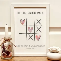 Personalisiertes Hochzeitsgeschenk Tic Tac Toe – Kreatives Geldgeschenk zur Hochzeit im A4-Format