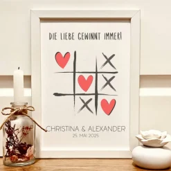 Personalisiertes Hochzeitsgeschenk Tic Tac Toe – Kreatives Geldgeschenk zur Hochzeit im A4-Format