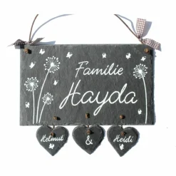 Personalisiertes Hochzeitgeschenk – Türschild aus Schiefer mit Namen, handgemacht & wetterfest