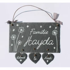 Personalisiertes Hochzeitgeschenk – Türschild aus Schiefer mit Namen, handgemacht & wetterfest