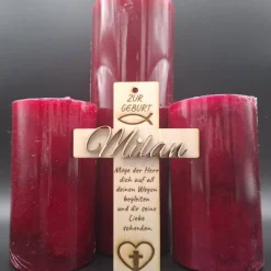 Personalisiertes Holzkreuz mit Name | 3D Kreuz zur Taufe, Geburt, Kommunion | Geschenk Kind | Holzdeko religiös