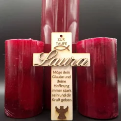 Personalisiertes Holzkreuz mit Name | 3D Kreuz zur Taufe, Geburt, Kommunion | Geschenk Kind | Holzdeko religiös