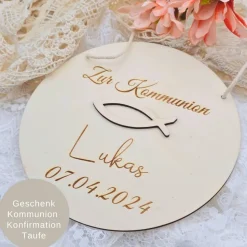 Personalisiertes Holzschild | Kinderzimmerschild | Geschenke zur Kommunion | Geldgeschenk Taufe | Konfirmationsgeschenk