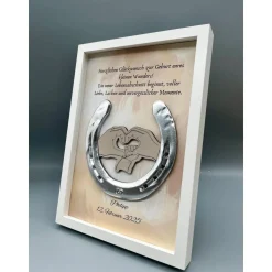 Personalisiertes Hufeisen Geburtsgeschenk – Einzigartige Wanddeko zur Geburt mit echtem Hufeisen
