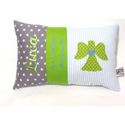 personalisiertes Kissen Geschenk zur Kommunion Geburt oder Taufe besticktes Namenskissen für Jungen und Mädchen versch. Farben möglich