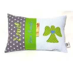 personalisiertes Kissen Geschenk zur Kommunion Geburt oder Taufe besticktes Namenskissen für Jungen und Mädchen versch. Farben möglich