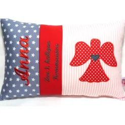 personalisiertes Kissen Geschenk zur Kommunion Geburt oder Taufe besticktes Namenskissen für Jungen und Mädchen versch. Farben möglich