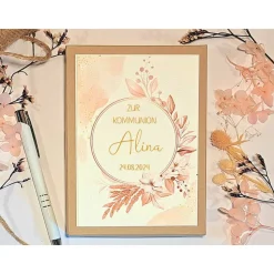 Personalisiertes Kommunionsgeschenk Mädchen – Geschenkbox mit Namen & Geldsäckchen