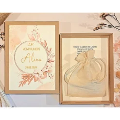 Personalisiertes Kommunionsgeschenk Mädchen – Geschenkbox mit Namen & Geldsäckchen