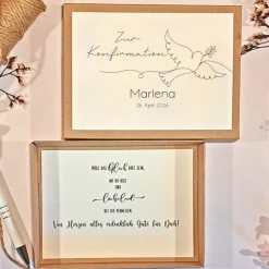 Personalisiertes Konfirmationsgeschenk – Geldgeschenkbox mit Namen & Datum, handgefertigt
