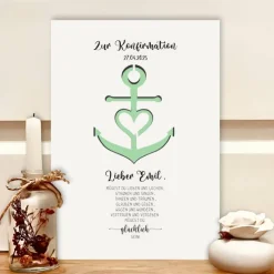 Personalisiertes Konfirmationsgeschenk Junge & Mädchen – Geldgeschenk Bilderrahmen Anker Glaube Liebe Hoffnung