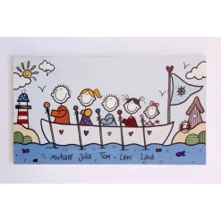 Personalisiertes maritimes Holztürschild Familie – Geschenk zum Umzug & Einzug, individuelles Haustürschild aus Holz handgemacht, wetterfestes Holzschild mit Name, einmaliges Familiengeschenk