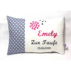 Personalisiertes Namenskissen zur Kommunion, Taufe & Geburt – Geschenk für Mädchen & Jungen – verschiedene Stickfarben – 20cm x 30cm