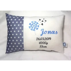 Personalisiertes Namenskissen zur Kommunion, Taufe & Geburt – Geschenk für Mädchen & Jungen – verschiedene Stickfarben – 20cm x 30cm