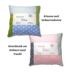 personalisiertes Namenskissen Geschenkidee zu Geburt und Taufe Geburtskissen für Jungen Mädchen Taufgeschenk