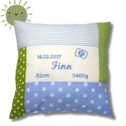 personalisiertes Namenskissen Geschenkidee zu Geburt und Taufe Geburtskissen für Jungen Mädchen Taufgeschenk