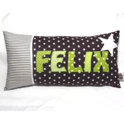 Personalisiertes Namenskissen für Jungen & Mädchen – Geschenk zur Geburt, Taufe & Einschulung – Verschiedene Farben wählbar – 20cm x 40cm