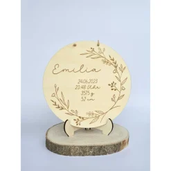 personalisiertes Namensschild aus Holz mit Geburtsdaten Geschenk zur Geburt oder Taufe Holzschild Geburtsgeschenk