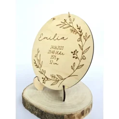 personalisiertes Namensschild aus Holz mit Geburtsdaten Geschenk zur Geburt oder Taufe Holzschild Geburtsgeschenk