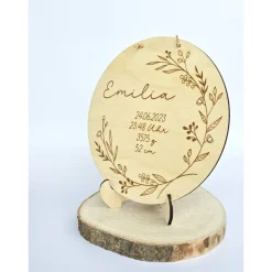 personalisiertes Namensschild aus Holz mit Geburtsdaten Geschenk zur Geburt oder Taufe Holzschild Geburtsgeschenk