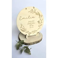 personalisiertes Namensschild aus Holz mit Geburtsdaten Geschenk zur Geburt oder Taufe Holzschild Geburtsgeschenk