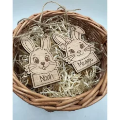 Personalisiertes Osterkörbchen aus Weide mit Hasen Anhänger – Nachhaltiges Ostergeschenk für Kinder