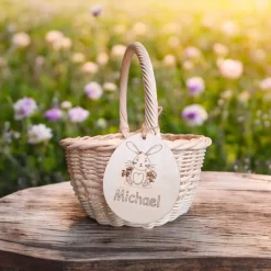 Personalisiertes Osterkörbchen, Kinderkorb, Osterkorb, Blumenkorb, Korb mit Anhänger