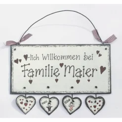 Personalisiertes Schiefertürschild als einzigartiges Hochzeitsgeschenk – Handgemachtes Familienschild mit Braut & Bräutigam