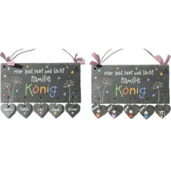 Personalisiertes Schieferschild Familie – Hochzeitsgeschenk Türschild mit Namen, wetterfest & handgemalt