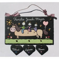 Personalisiertes Schiefertürschild mit Pferd – Handgemachtes Haustürschild für Familien mit Namen
