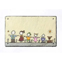 Personalisiertes Schiefertürschild für Familien – Handgemachtes Haustürschild mit Name