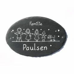 Personalisiertes Schiefer Türschild oval – Einzigartiges Hochzeitsgeschenk für das Brautpaar & Familie