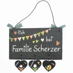 Personalisiertes Schiefertürschild – Geschenk für Frauen & Männer zu Hochzeit, Einzug, Geburtstag & mehr – Handgemacht, wetterfest, individuell