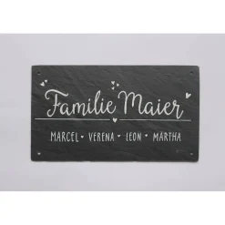 Personalisiertes Schiefertürschild Familie – Individuelles Hochzeitsgeschenk mit Namen, wetterfest, handgemacht, exklusives Paargeschenk, Andenken Hochzeit, Jahrestagsgeschenk