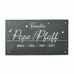 Personalisiertes Schiefertürschild Familie – Individuelles Hochzeitsgeschenk mit Namen, wetterfest, handgemacht, exklusives Paargeschenk, Andenken Hochzeit, Jahrestagsgeschenk